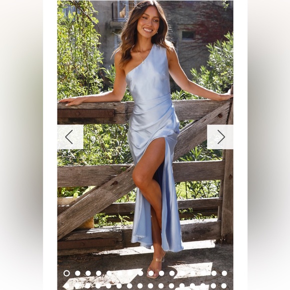 Billy J Dresses & Skirts - BILLY J Blue Ruched One Shoulder Gown